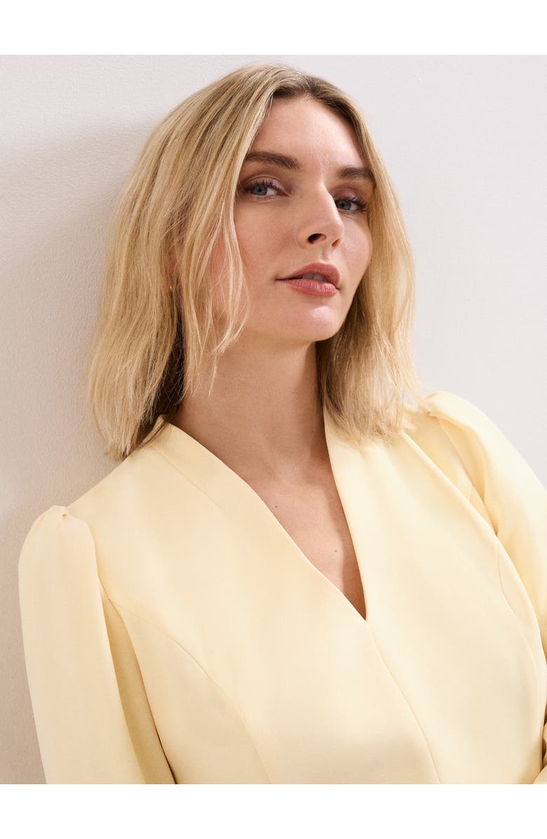 Phase Eight Danielle Belted Midi Dress, Alternate, color, Pale Yellow