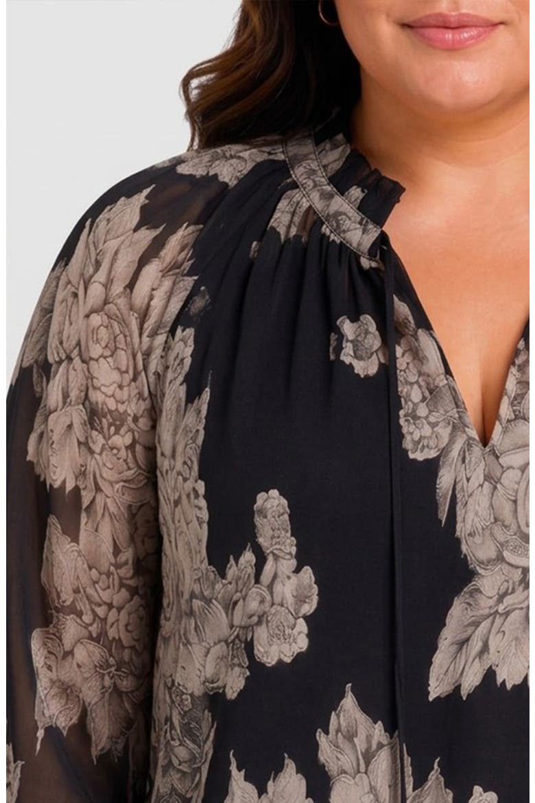 Floral Print Jacquard Chiffon Top, Alternate, color, BLACK MULTI
