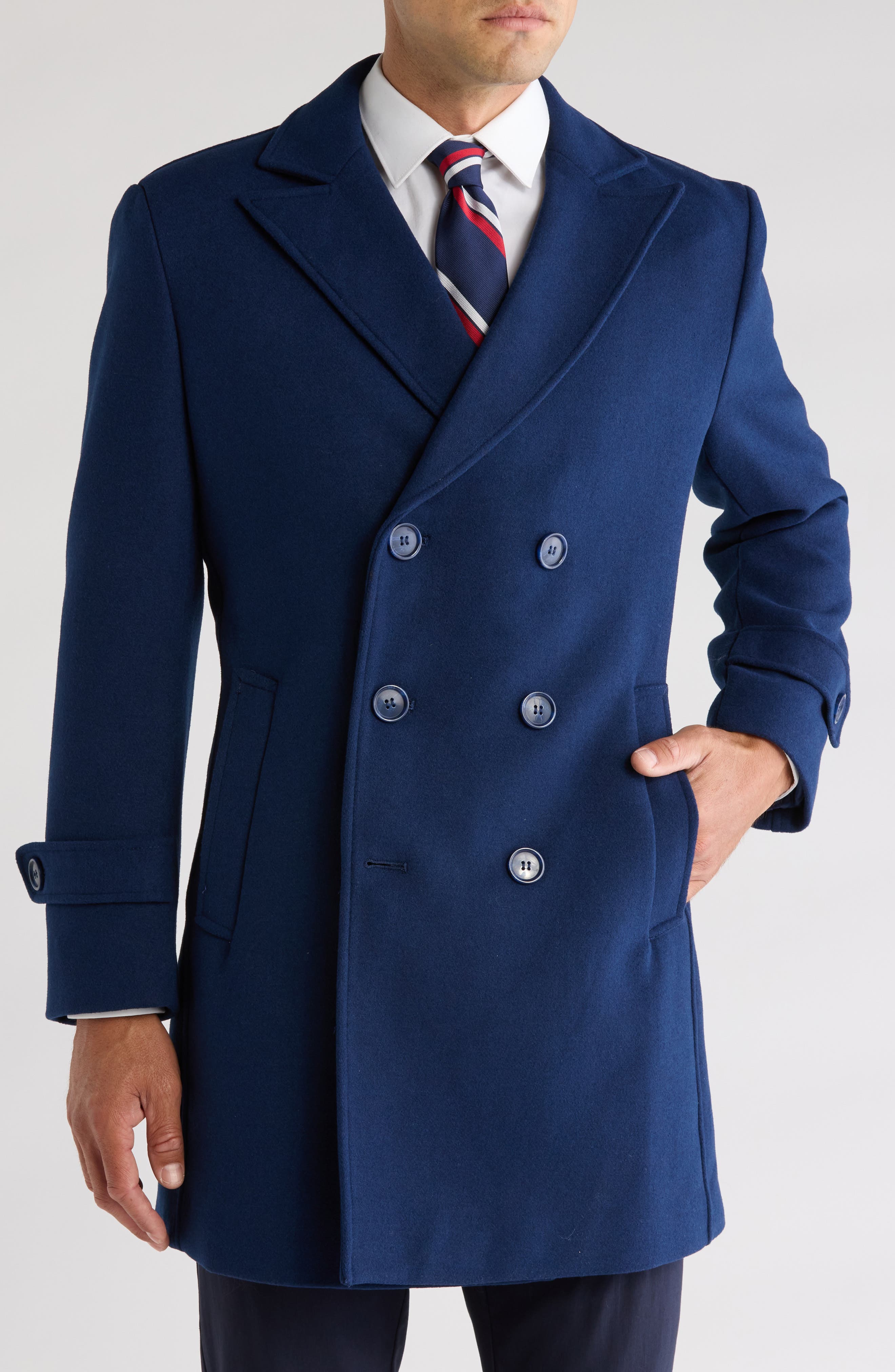 Double Breasted Wool Blend Pea Coat