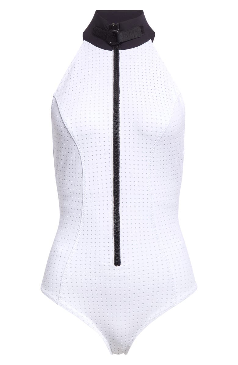 Lisa Marie Fernandez Mock Neck Zip-Up One-Piece Swimsuit, Alternate, color, 