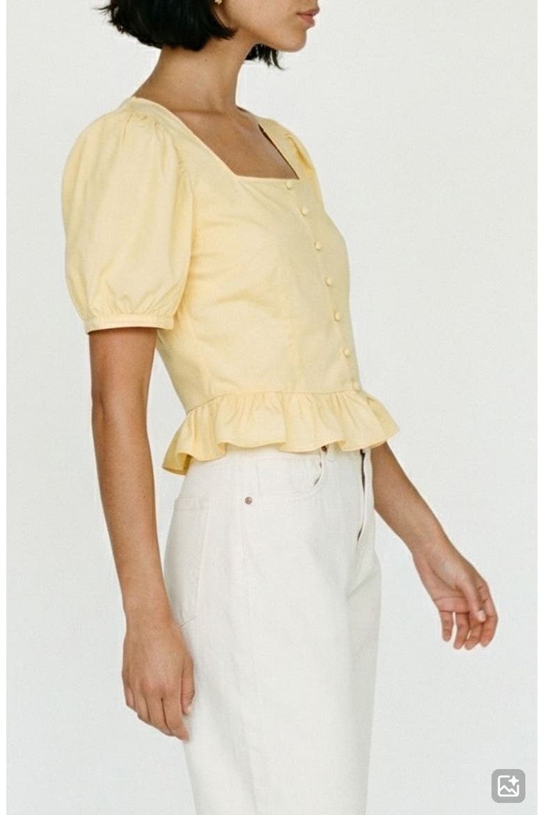 Friba Puff Sleeve Peplum Top, Alternate, color, GOLDEN HAZE