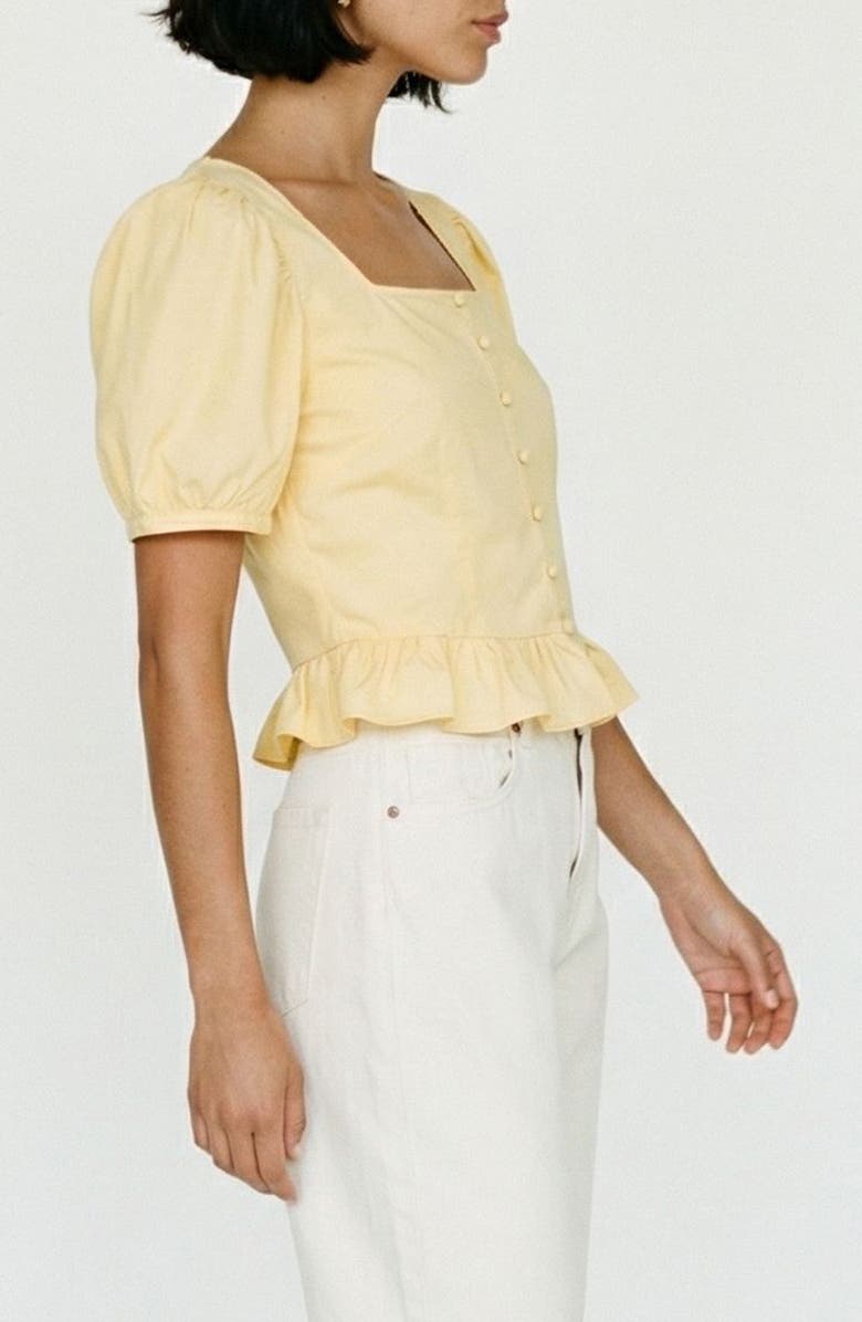 VERO MODA Friba Puff Sleeve Peplum Top, Alternate, color, Golden Haze