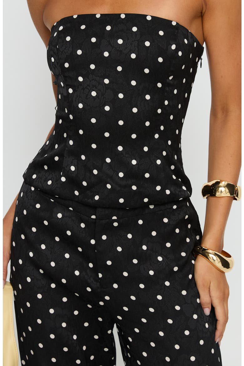 Powdered Sugar Polka Dot Strapless Top & Wide Leg Pants Set, Alternate, color, BLACK POLKA