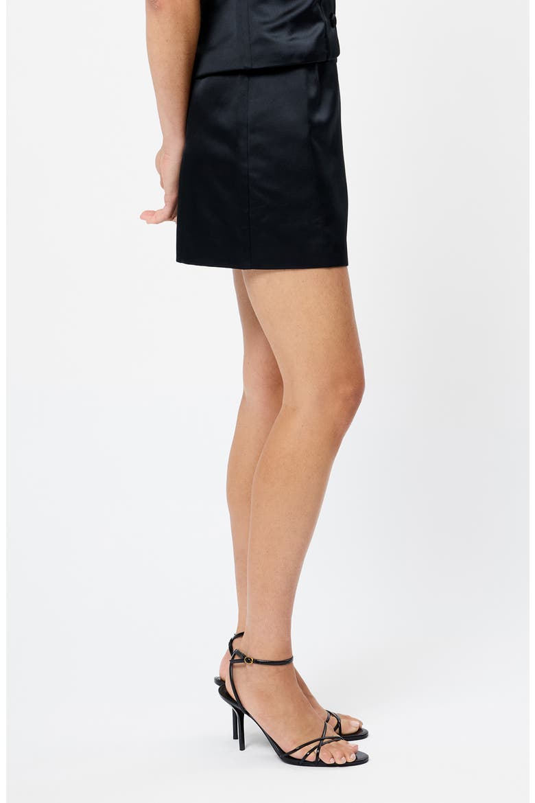 Jaxon Satin Miniskirt, Alternate, color, BLACK