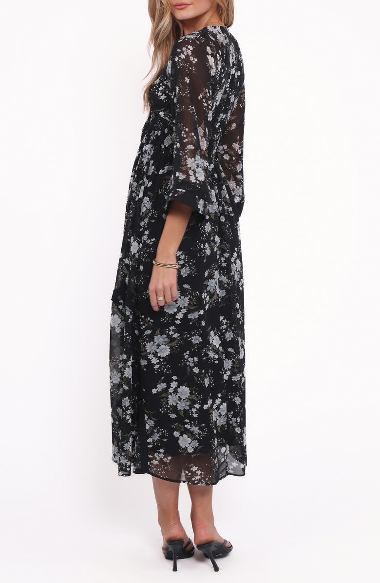 Petal & Pup Mavis Bell Sleeve Maxi Dress, Alternate, color, Black Floral