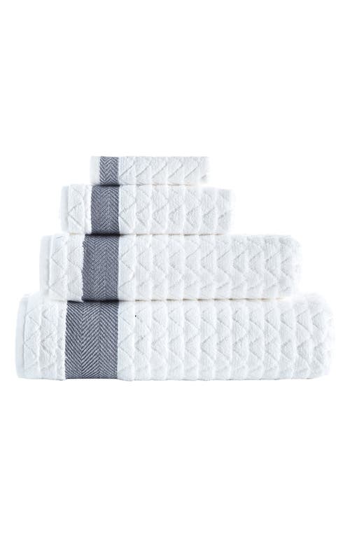 Brooks Brothers Herringbone Cotton Towels In White