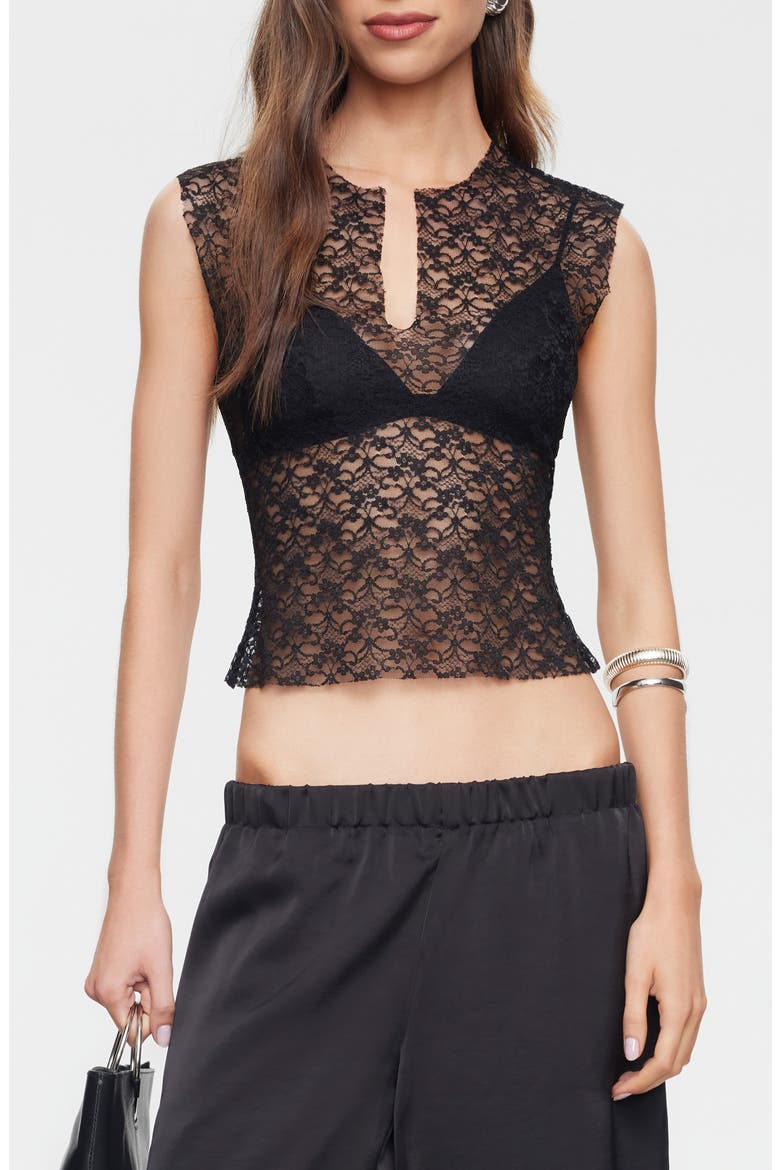Tribeca Lace Cap Sleeve Top, Main, color, NOIR