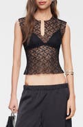 LIONESS Tribeca Lace Cap Sleeve Top