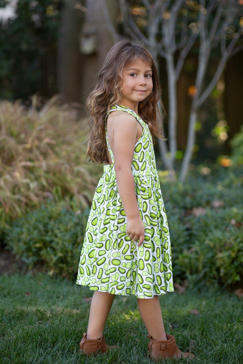 Girls Cross Back Dress, Alternate, color, Pickles