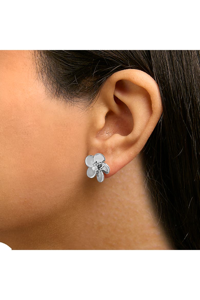 10K Gold 1/3 Cttw Lab Grown Diamond Flower Petal Stud Earrings, Alternate, color, White