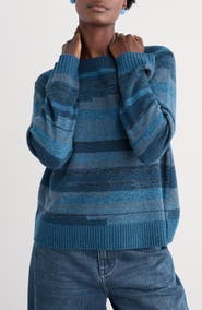 Seasalt Cornwall Shore Dock Stripe Lambswool Blend Crewneck Sweater