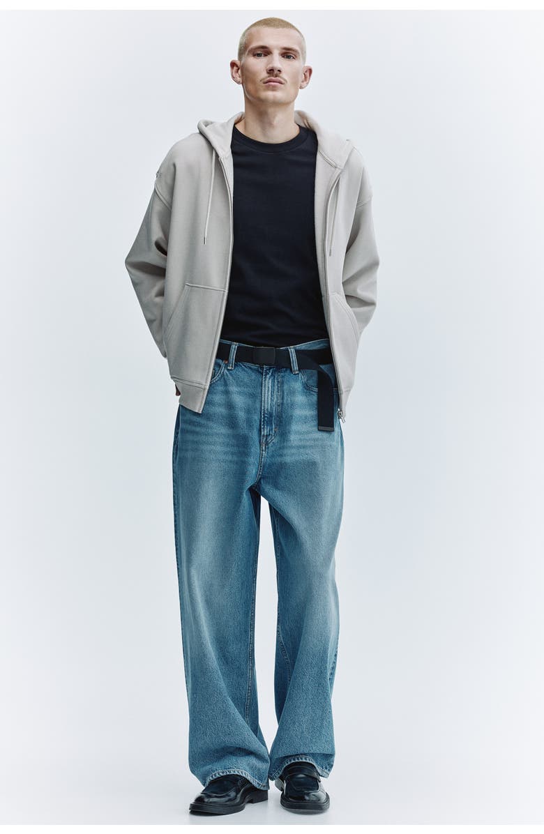 H&M Loose  Fit Zip-through Hoodie, Alternate, color, Light Gray