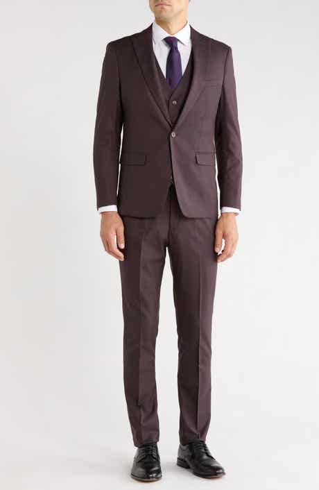 Sharkskin Peak Lapel 3-Piece Suit