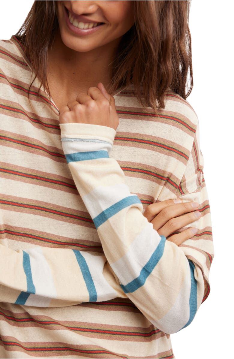 Free People Nina Stripe Layered Long Sleeve Cotton T-Shirt, Alternate, color, Neutral Combo