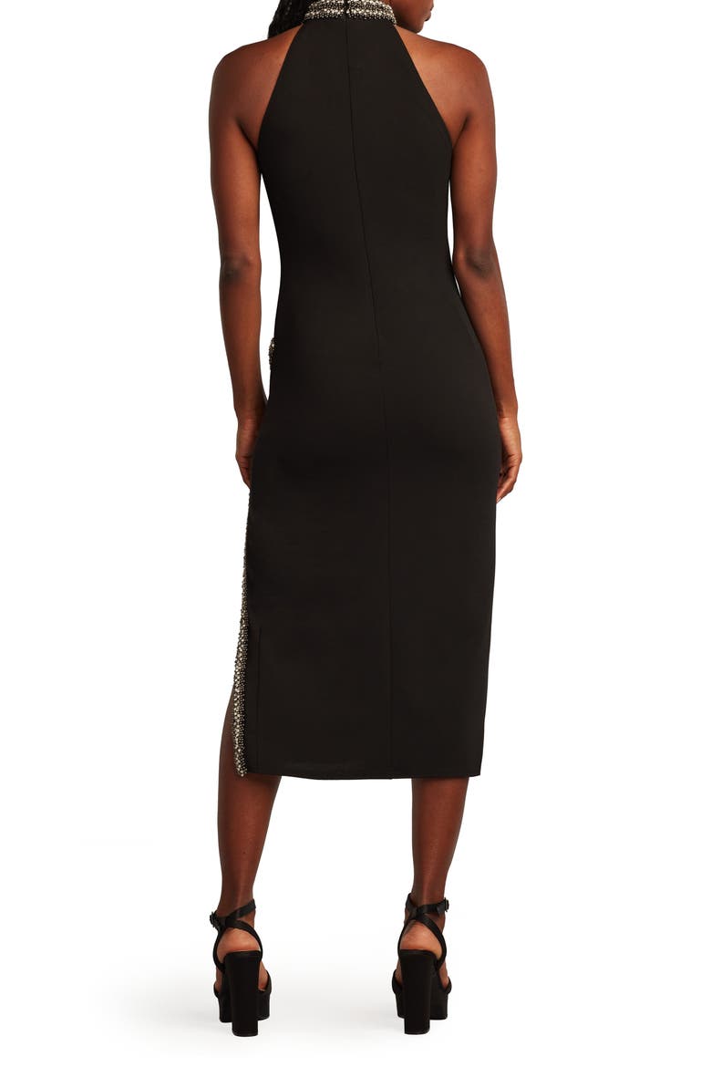 Embellished Stretch Midi Dress, Alternate, color, BLACK