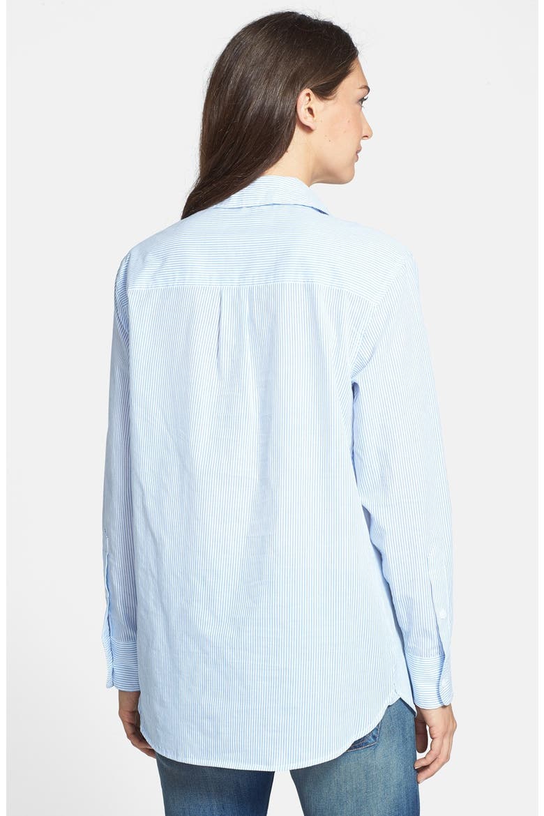 'Margaux' Pinstripe Cotton Shirt, Alternate, color, WHITE/ BLUE JAY