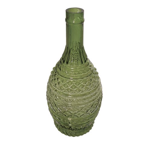 Hand-Blown Embossed Glass Vase