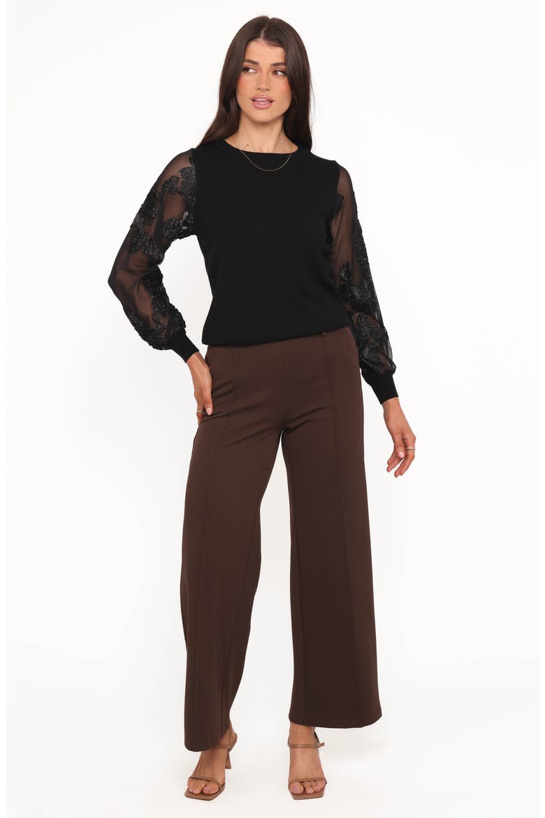 Cailin Sheer Sleeve Knit Top, Alternate, color, BLACK