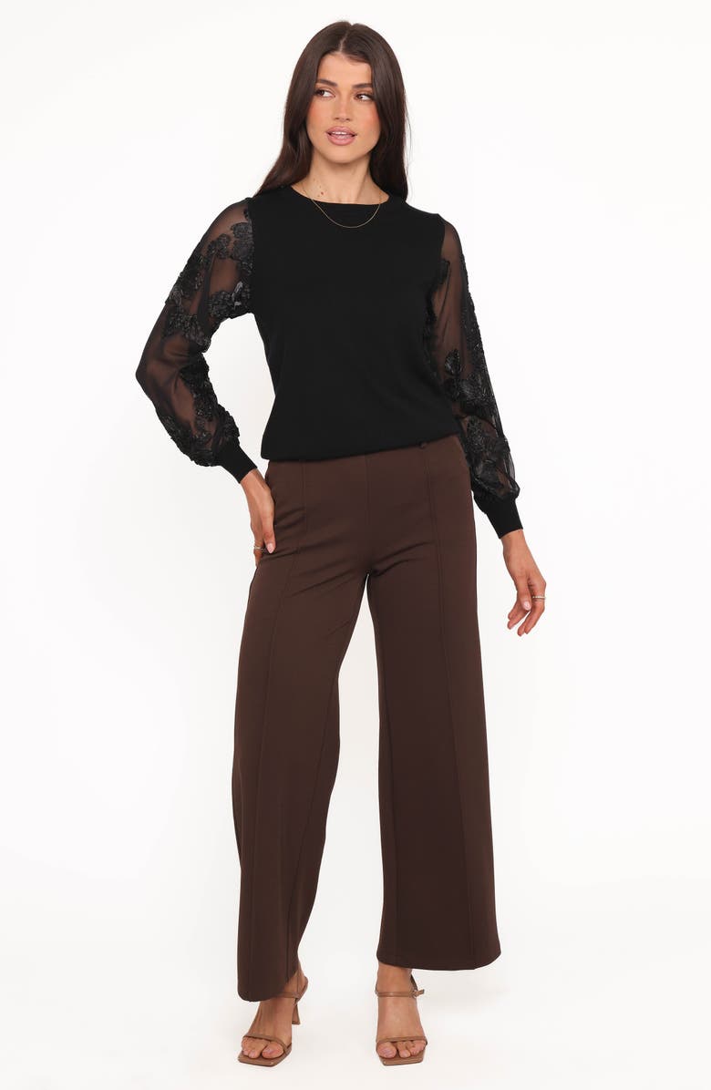 Petal & Pup Cailin Sheer Sleeve Knit Top, Alternate, color, Black