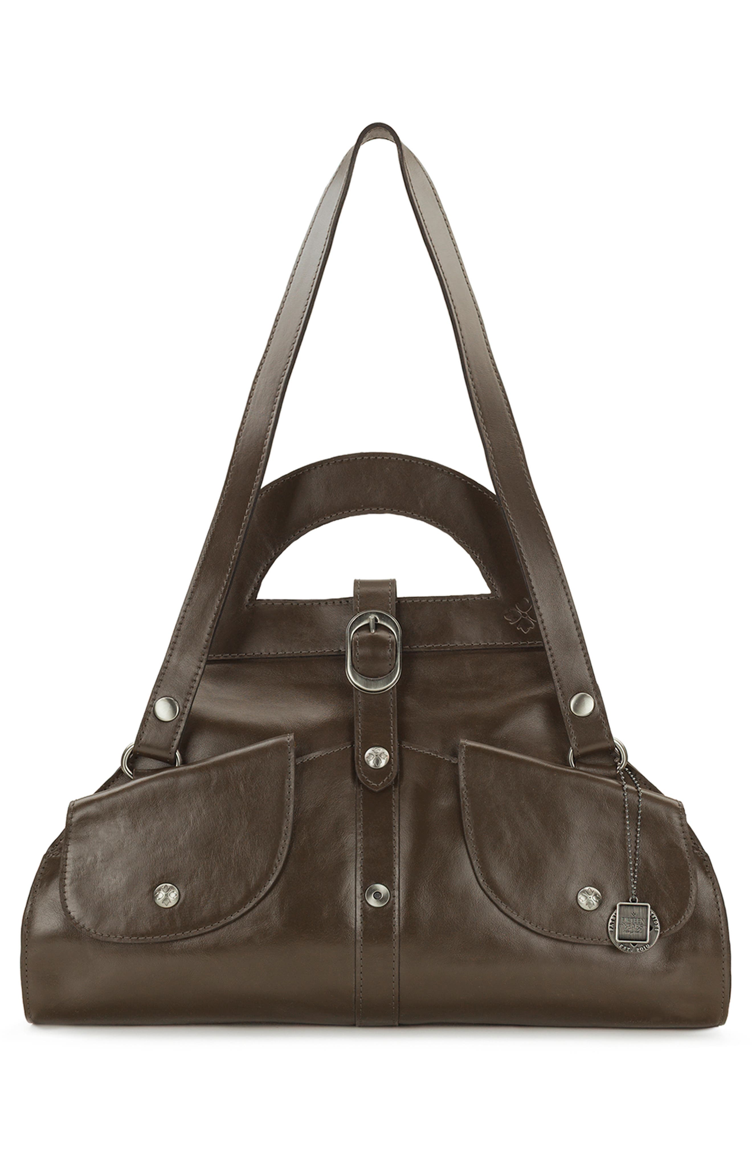 Patricia Nash Milania Leather Top Handle Bag, Alternate, color, Mushroom