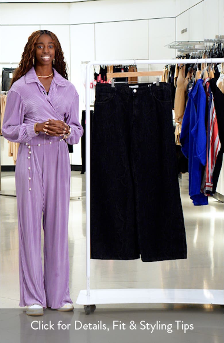 Snakeskin Effect Faux Leather Wide Leg Jeans, sales video thumbnail