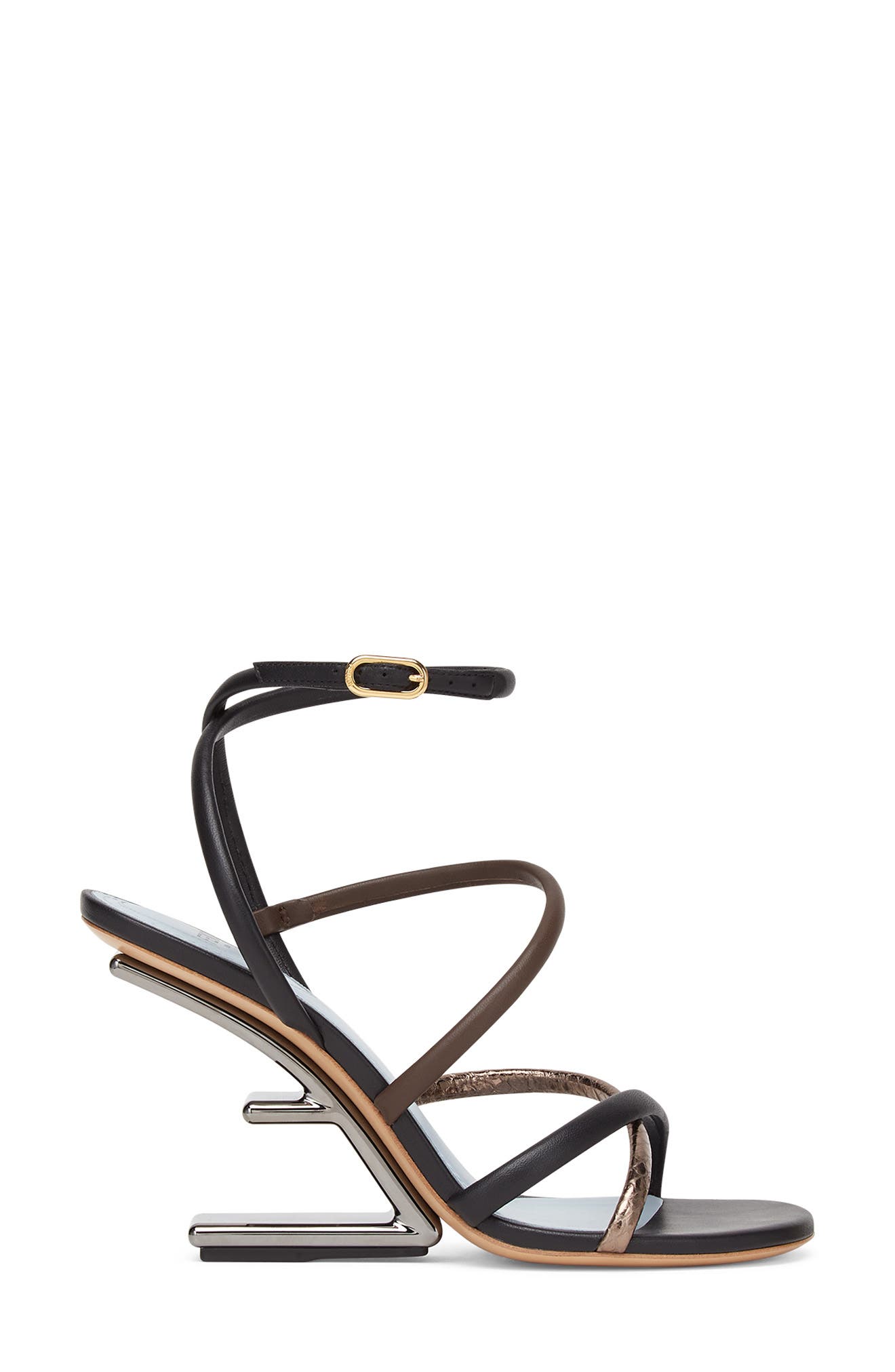 First F Heel Strappy Sandal, Alternate, color, BLACK BROWN MULTI