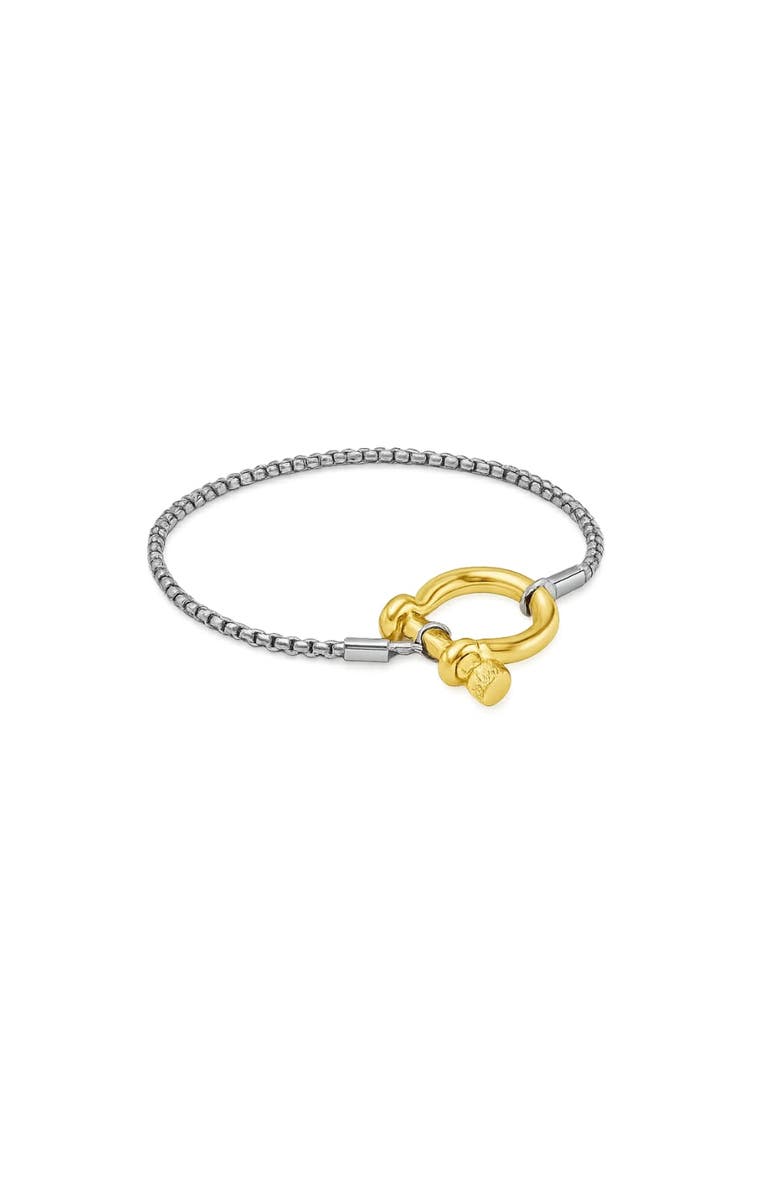 Hollywood Sensation The Lucky Lock Horseshoe Carabiner Clasp Bracelet, Main, color, Silver And Gold