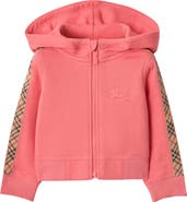 Burberry Girls' Check Trim Cotton Zip Hoodie