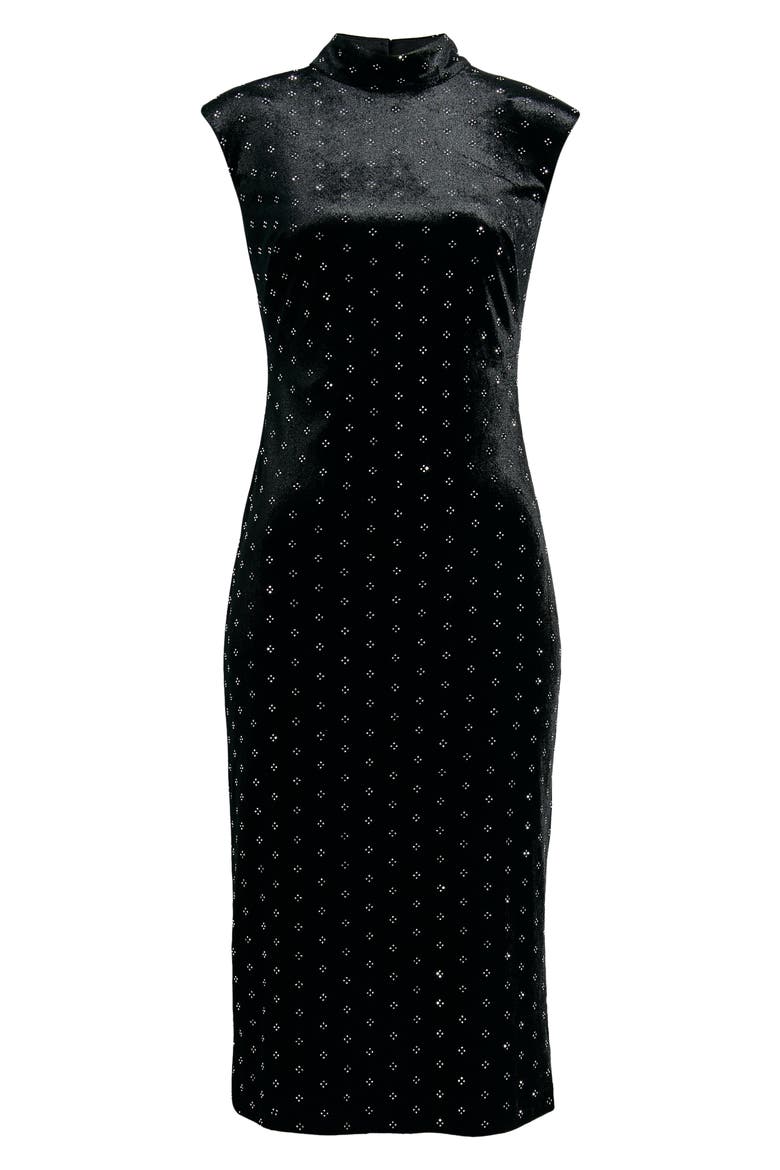 Cap Sleeve Velvet Midi Dress, Alternate, color, BLK