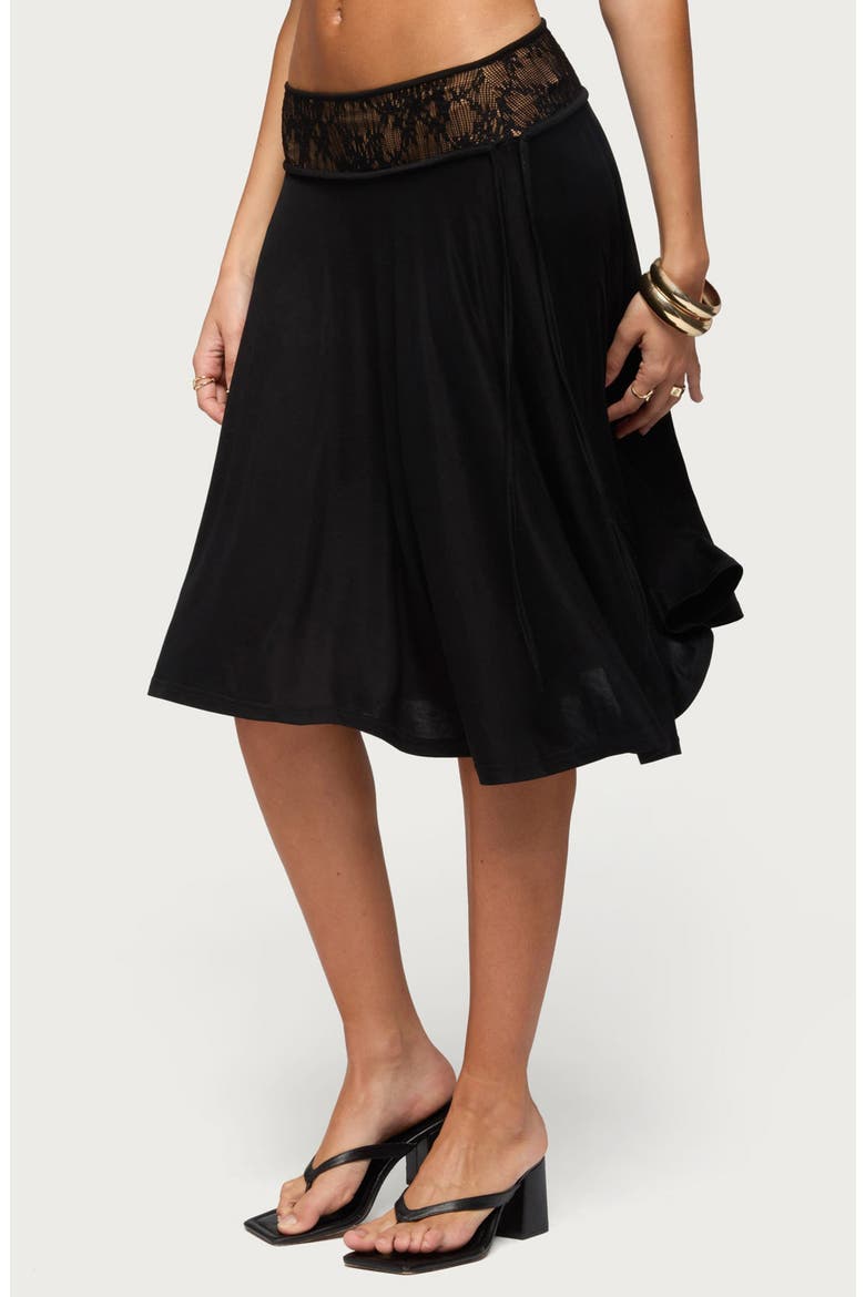 Winonah Lace Waistband A-Line Skirt, Alternate, color, BLACK