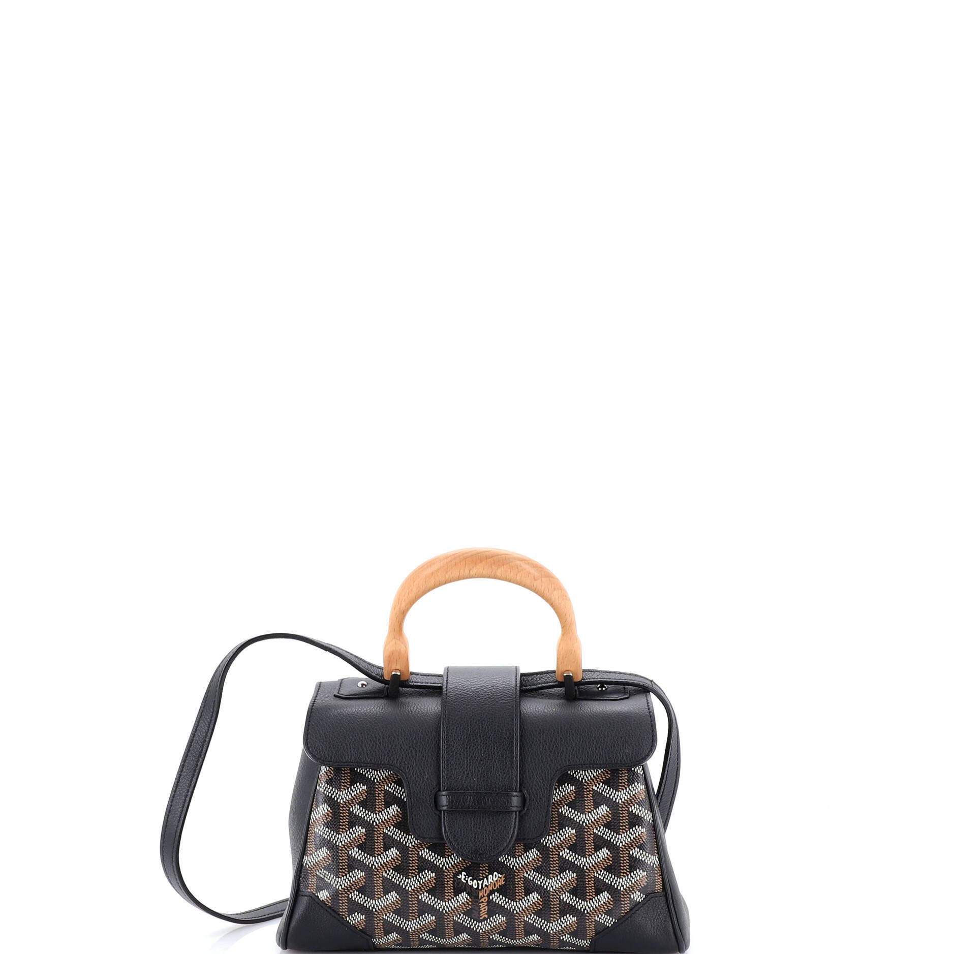 Pre-Owned Goyard Saigon Top Handle Bag Coated Canvas with Leather Mini, Main, color, Black