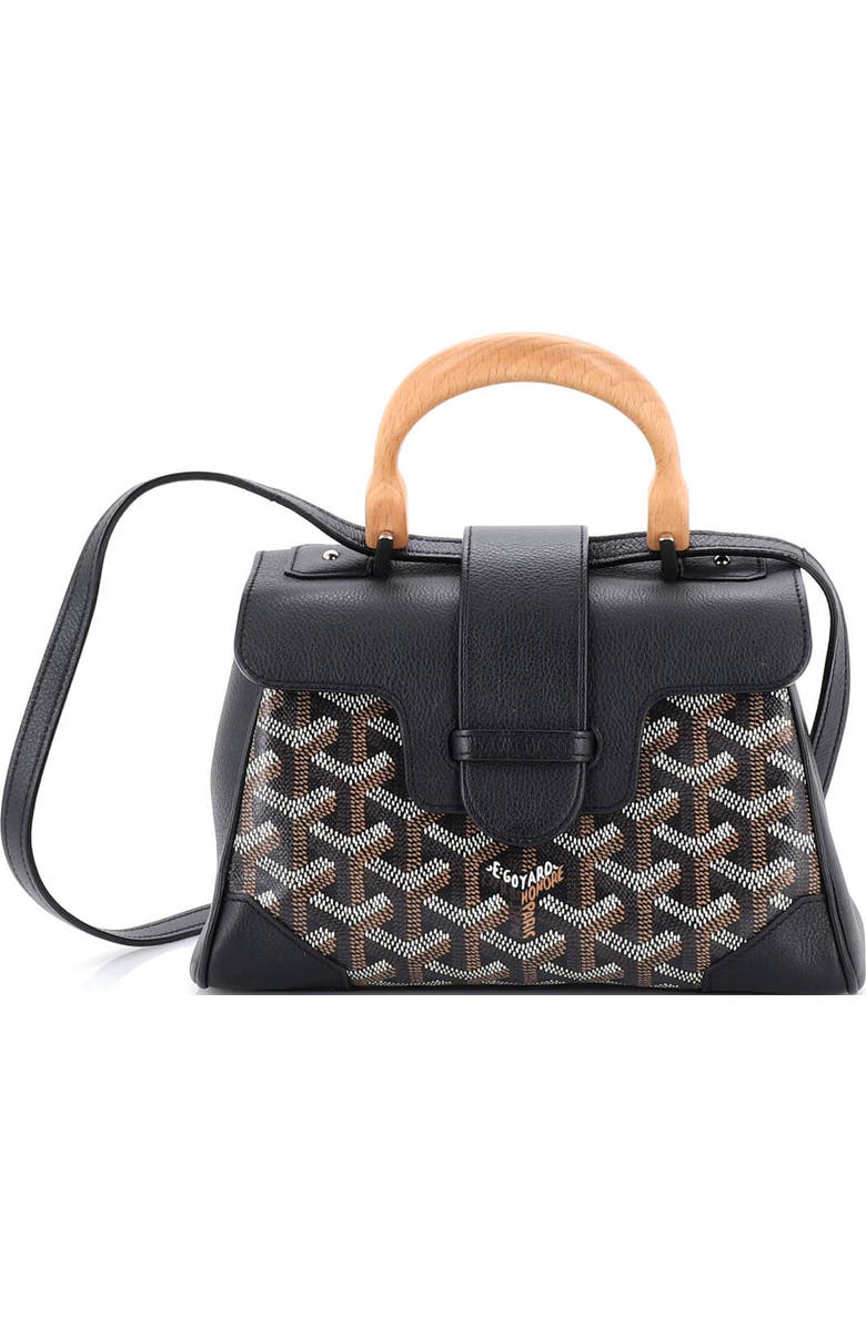 Pre-Owned Goyard Saigon Top Handle Bag Coated Canvas with Leather Mini, Main, color, Black