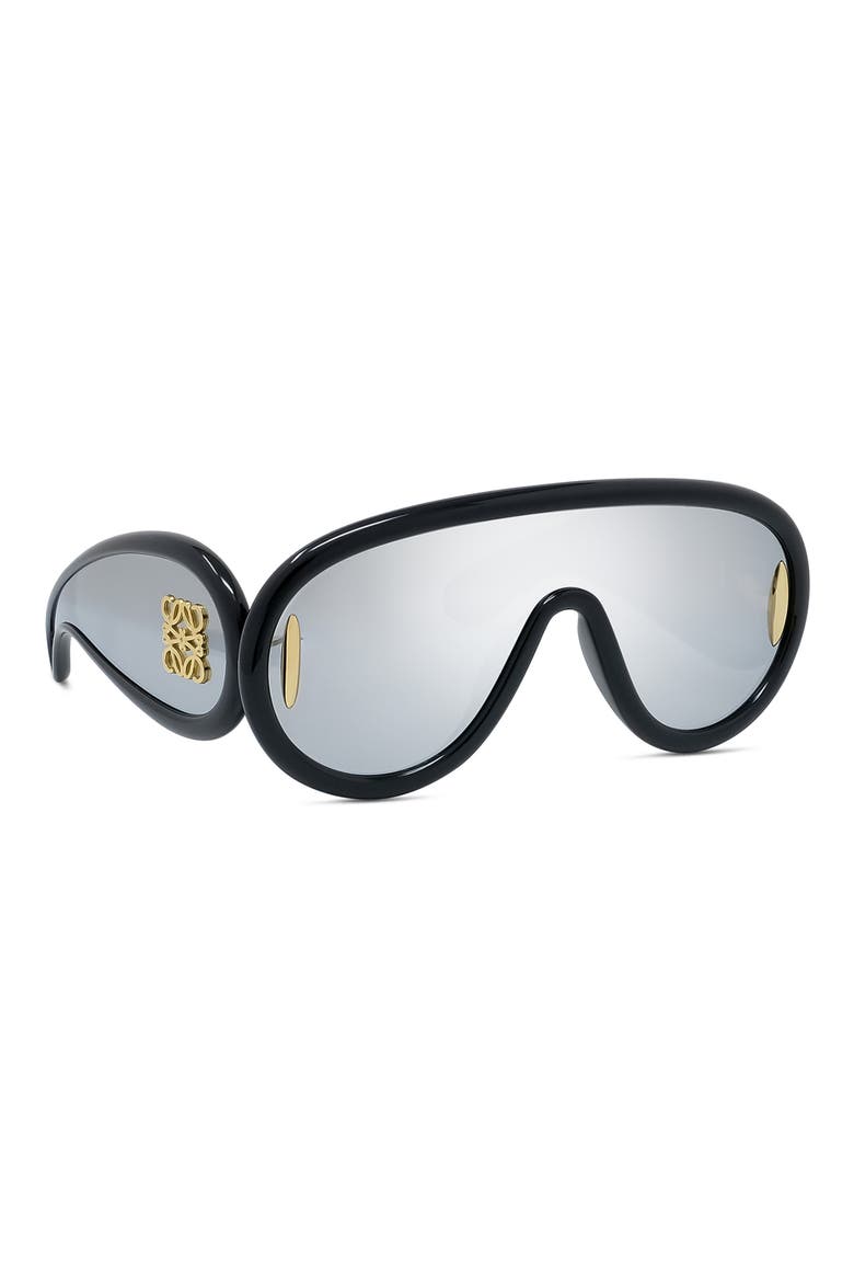 x Paula's Ibiza 56mm Mask Sunglasses, Alternate, color, SHINY BLACK / SMOKE MIRROR