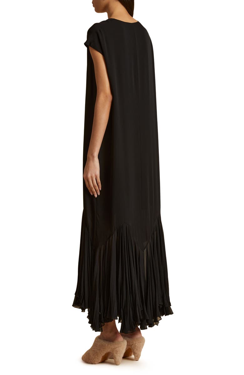 Khaite Hobbs Cap Sleeve Silk Georgette Dress, Alternate, color, 
