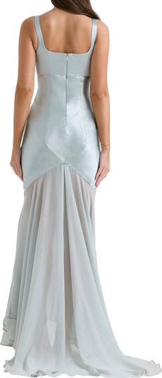 Vittoria Paneled Satin & Chiffon Gown