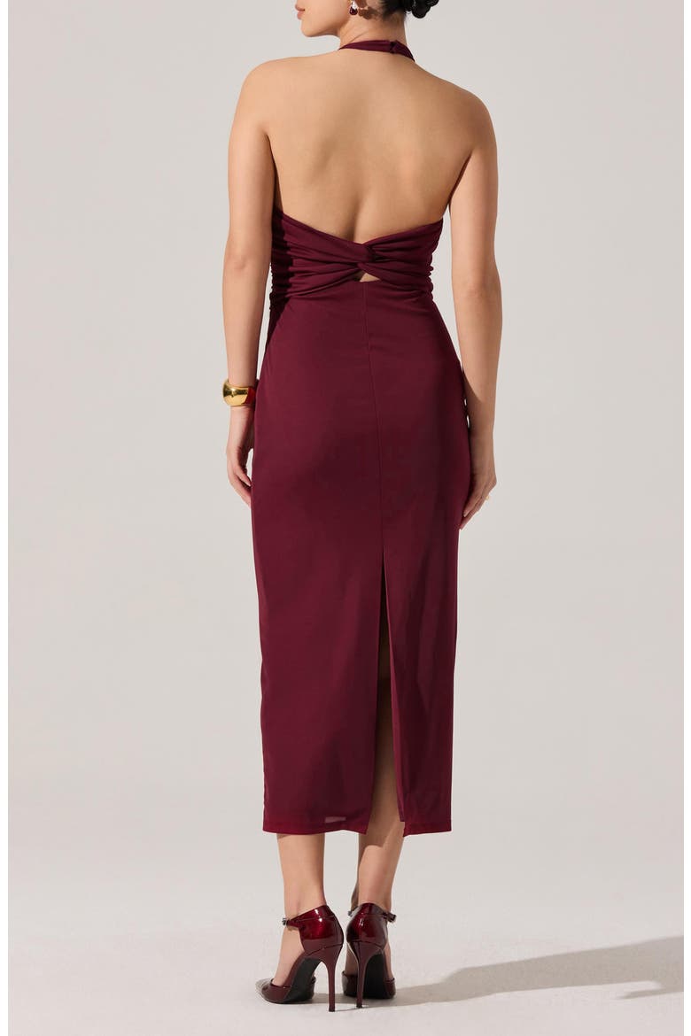 Zaira Halter Midi Dress, Alternate, color, WINE