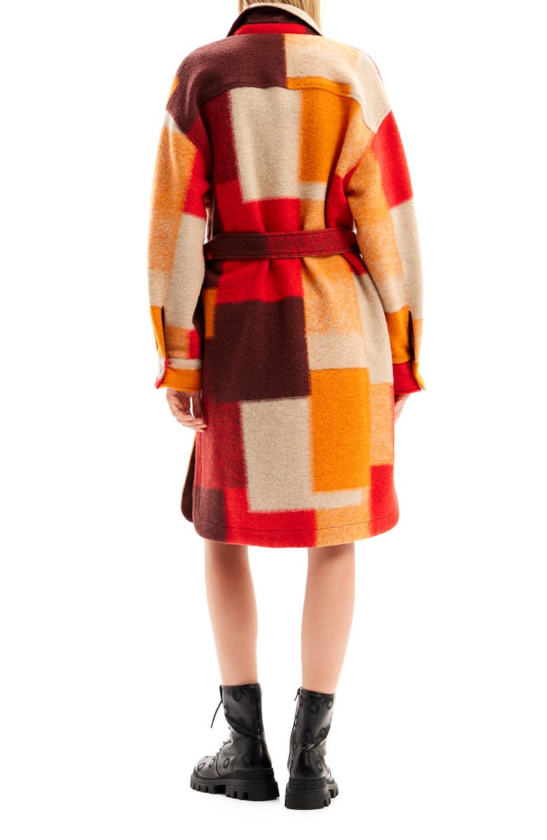 Desigual Checked Overshirt Coat, Alternate, color, 