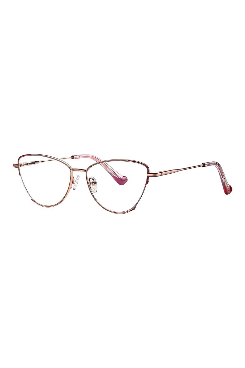 Cora 54mm Cat Eye Blue Light Blocking Glasses, Alternate, color, ROSE GOLD / CLEAR