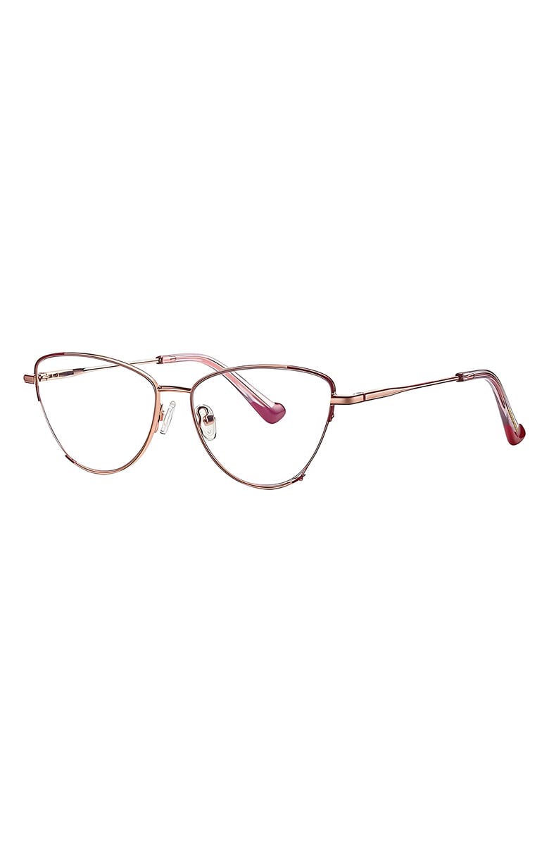 Fifth & Ninth Cora 54mm Cat Eye Blue Light Blocking Glasses, Alternate, color, Rose Gold / Clear