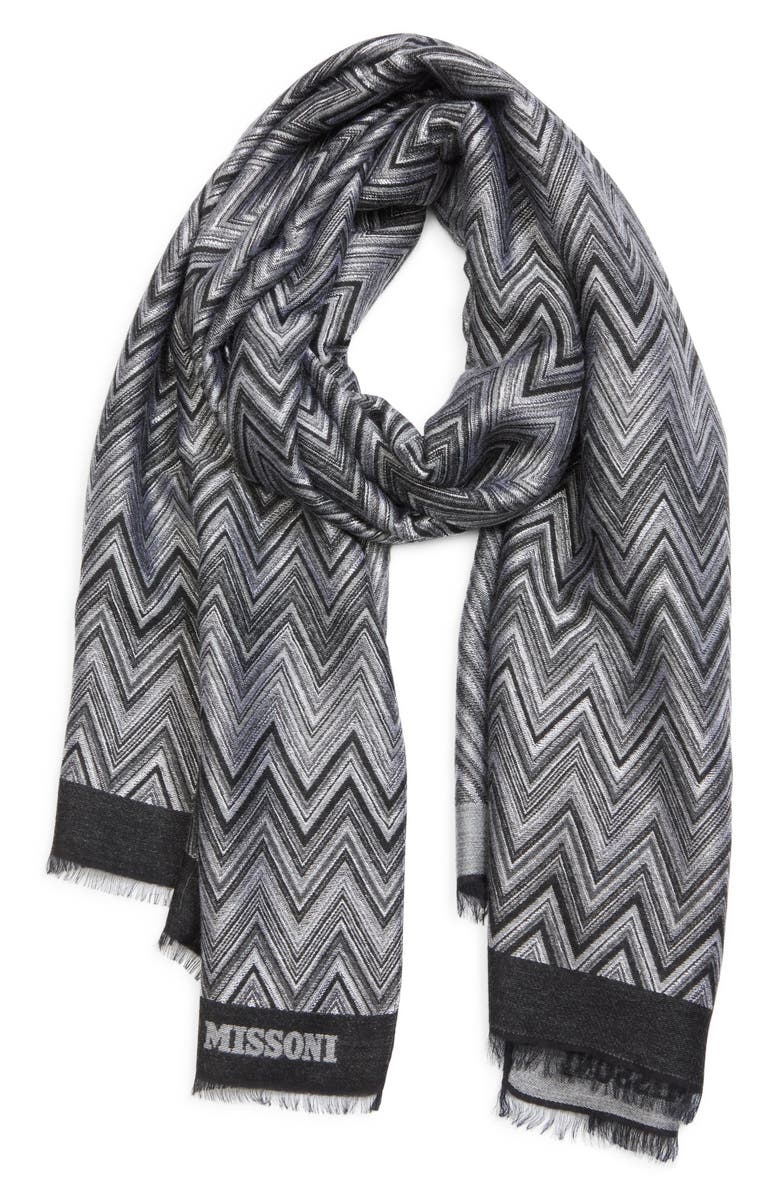 Missoni Zigzag Fringe Scarf, Alternate, color, 0002 Grey