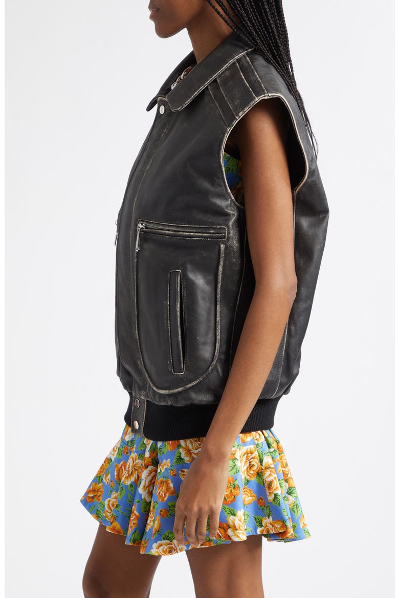 Weathered Leather Vest, Alternate, color, BLACK