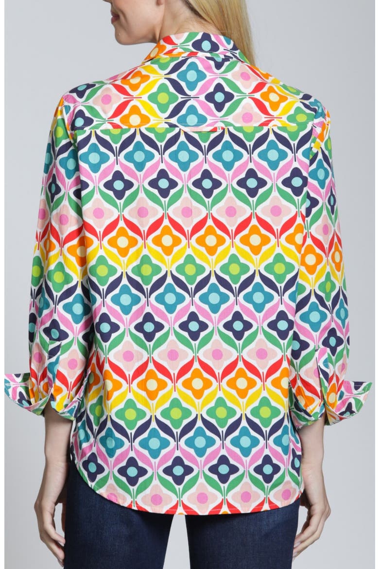 Print Cotton Button-Up Shirt, Alternate, color, YELLOW MULTI