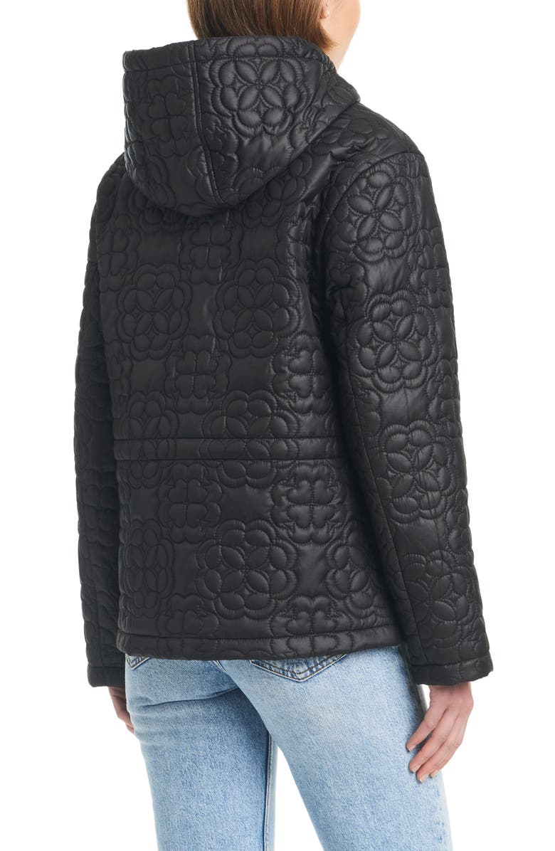 Kate Spade New York quilts hooded jacket, Alternate, color, Black