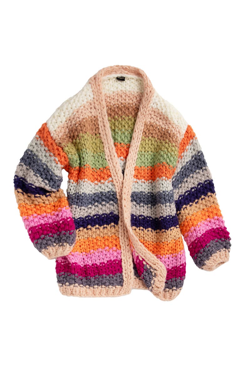 Mayflower Stripe Crochet Cardigan, Alternate, color, BEIGE MULTI