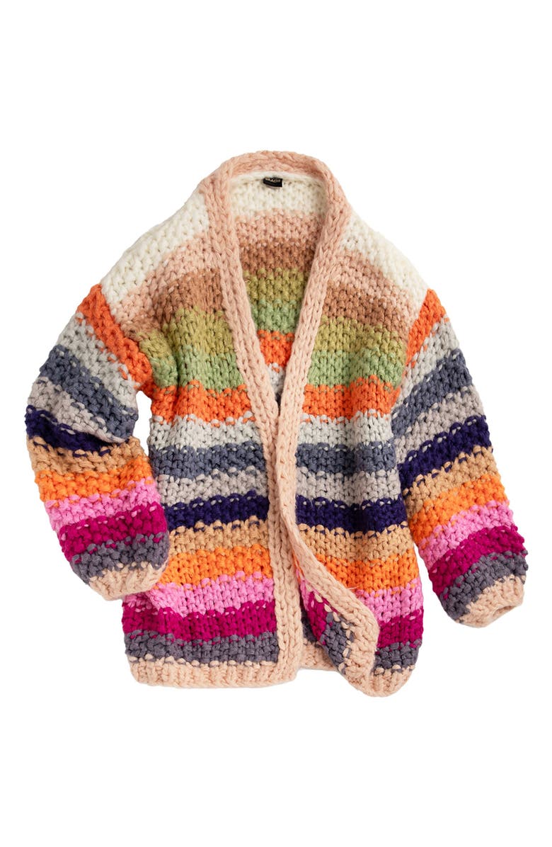 SAACHI Mayflower Stripe Crochet Cardigan, Alternate, color, Beige Multi