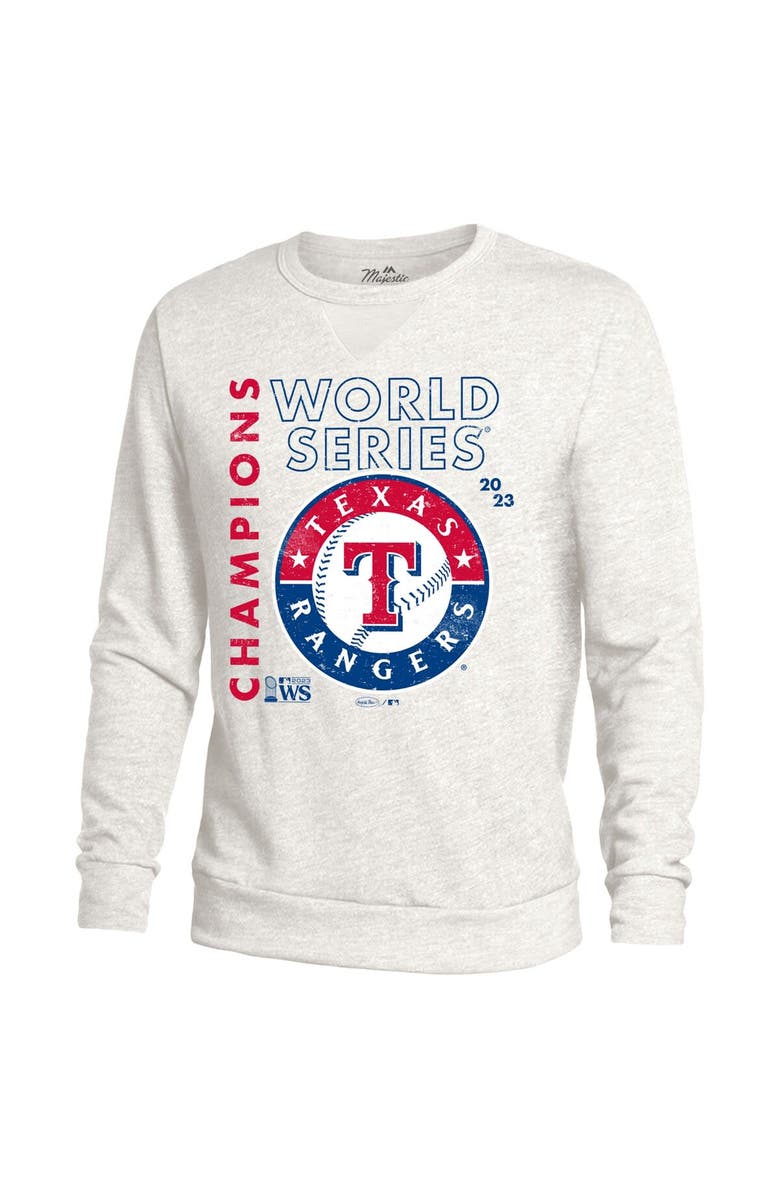 Majestic Threads Men's Majestic Threads White Texas Rangers 2023 World Series Champions Tri-Blend Pullover Sweatshirt, Alternate, color, 