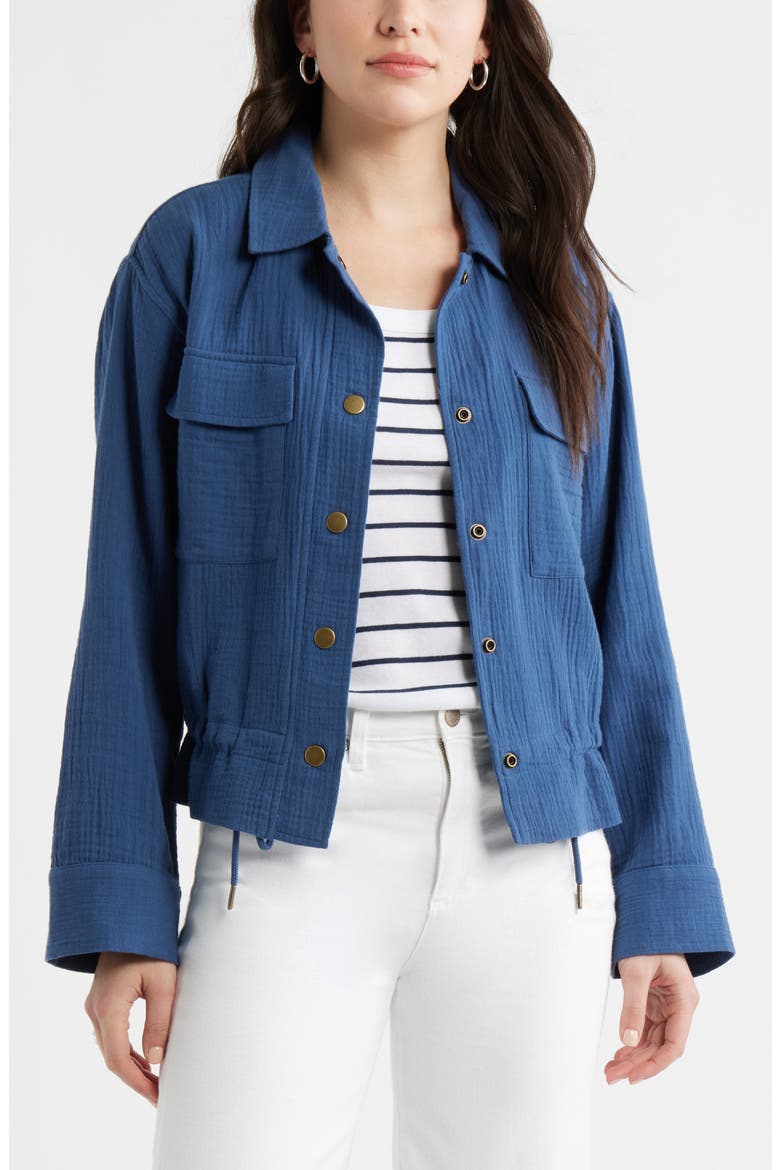 Cotton Gauze Utility Jacket, Main, color, NAVY DENIM