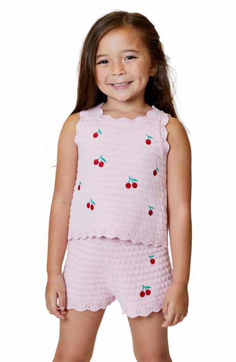 Design History Kids' Strawberry Knit Tank Top & Shorts Set