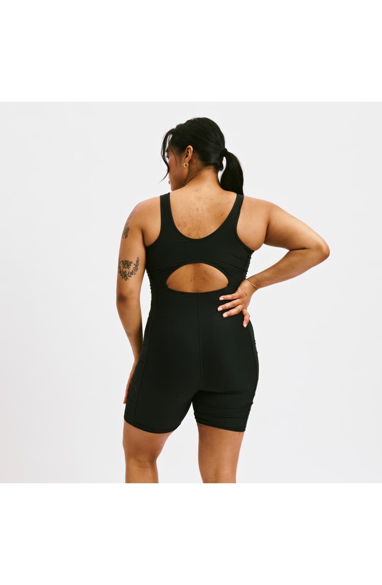 TomboyX 6-Inch Reversible Sleeveless Swim Unisuit, Alternate, color, Palm Dreams