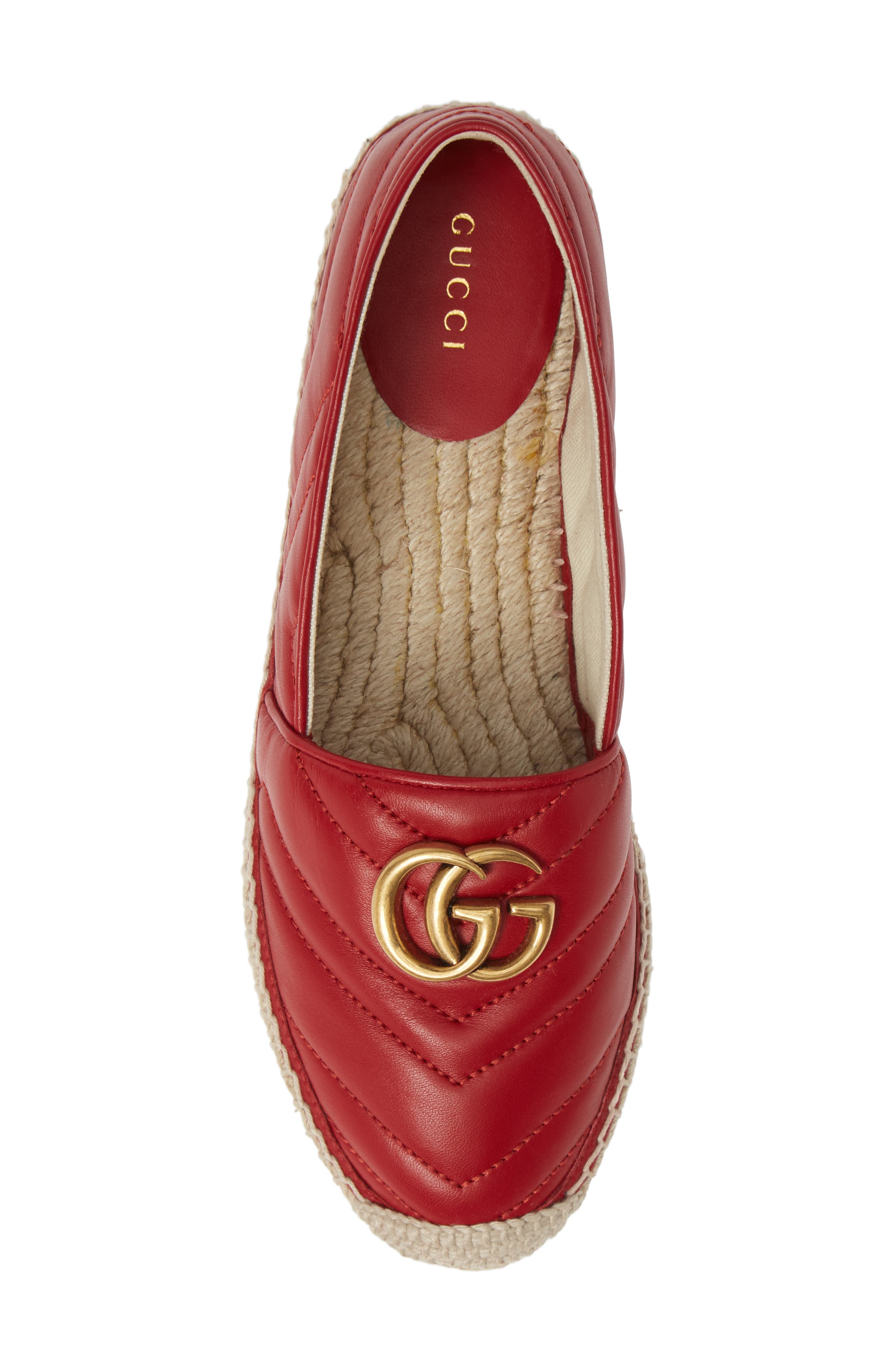 Gucci Pilar GG Matelassé Chevron Flat Espadrille, Alternate, color, 